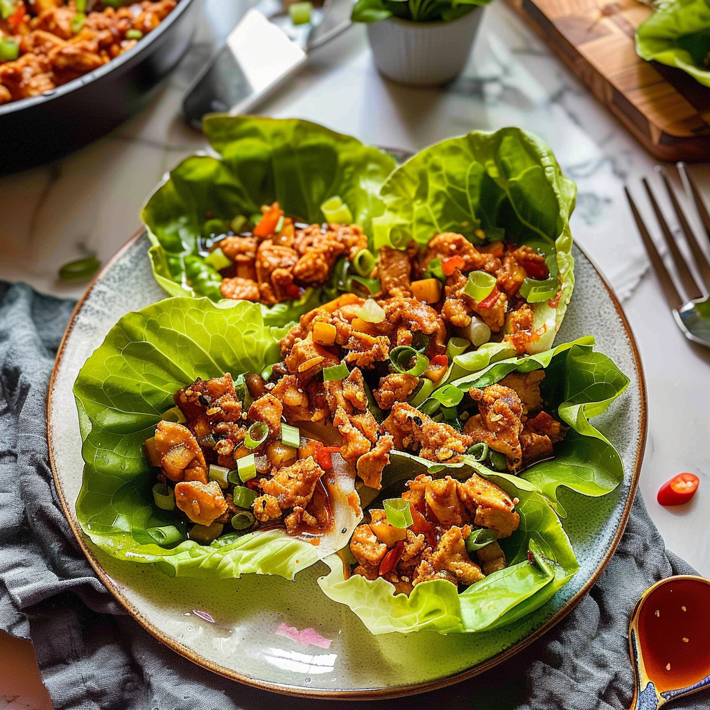 Asian Chicken Lettuce Wraps Dish