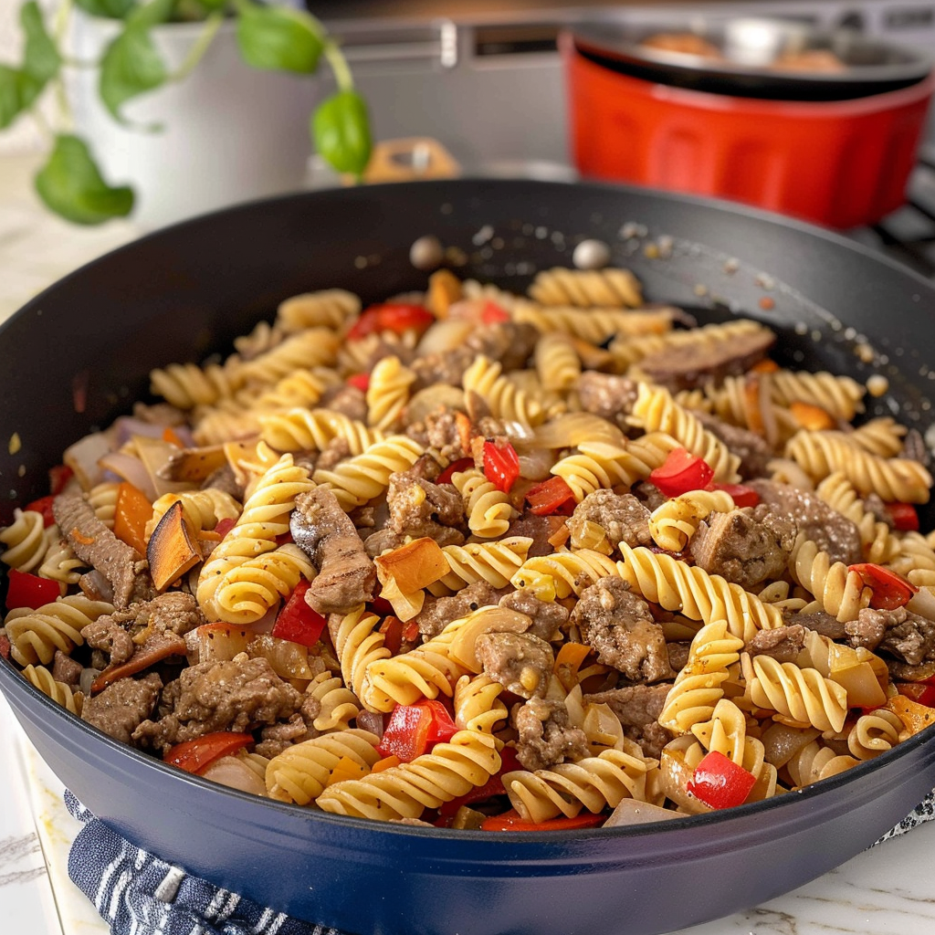 Philly Cheesesteak Pasta Recipe