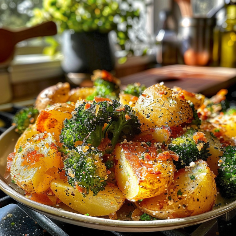 Roasted Parmesan Potatoes and Broccoli