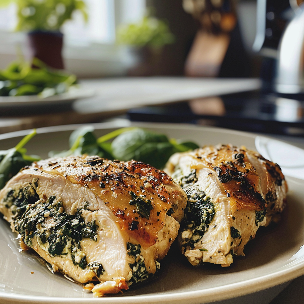 Delicious Spinach Stuffed Chicken on a Plate