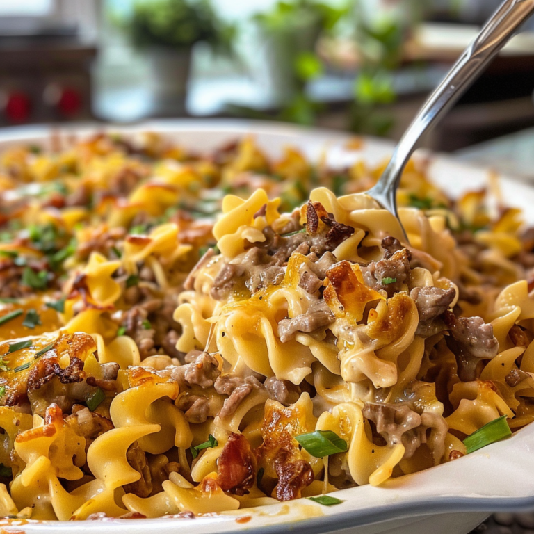 Creamy Beef Noodle Casserole Dish
