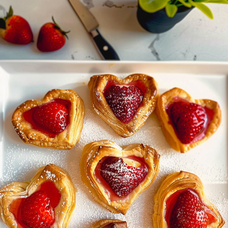 Strawberry Puff Pastry Hearts