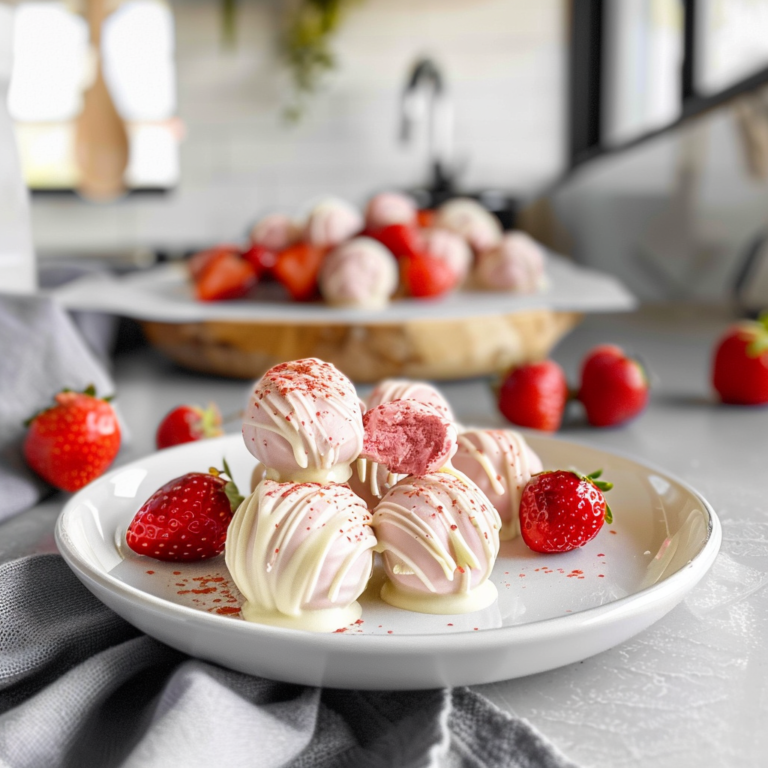 White Chocolate Strawberry Truffles