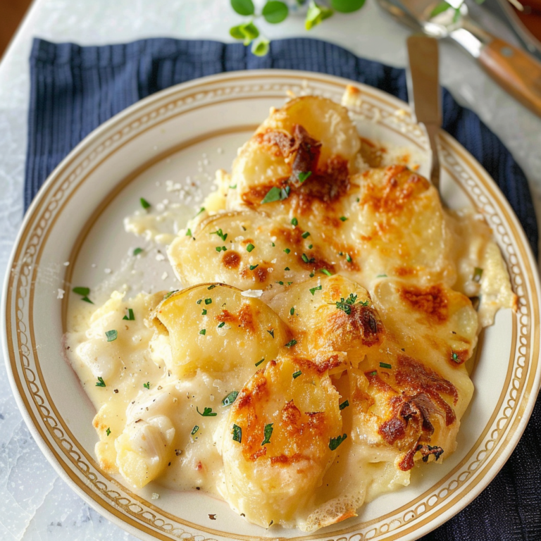 Roasted Garlic Potatoes au Gratin