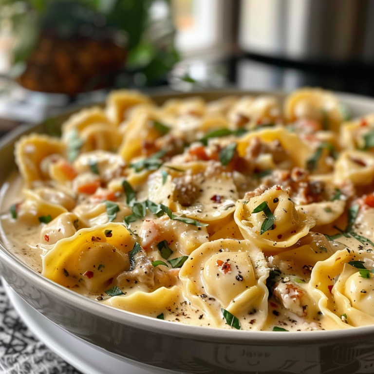 Creamy Tortellini in Crockpot
