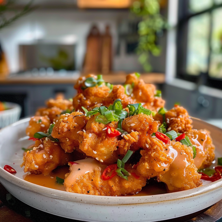 Crispy Bang Bang Chicken Plated to Perfection