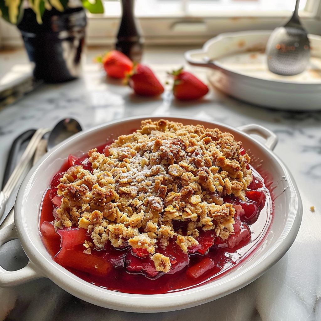 Strawberry Rhubarb Crisp Freshly Baked