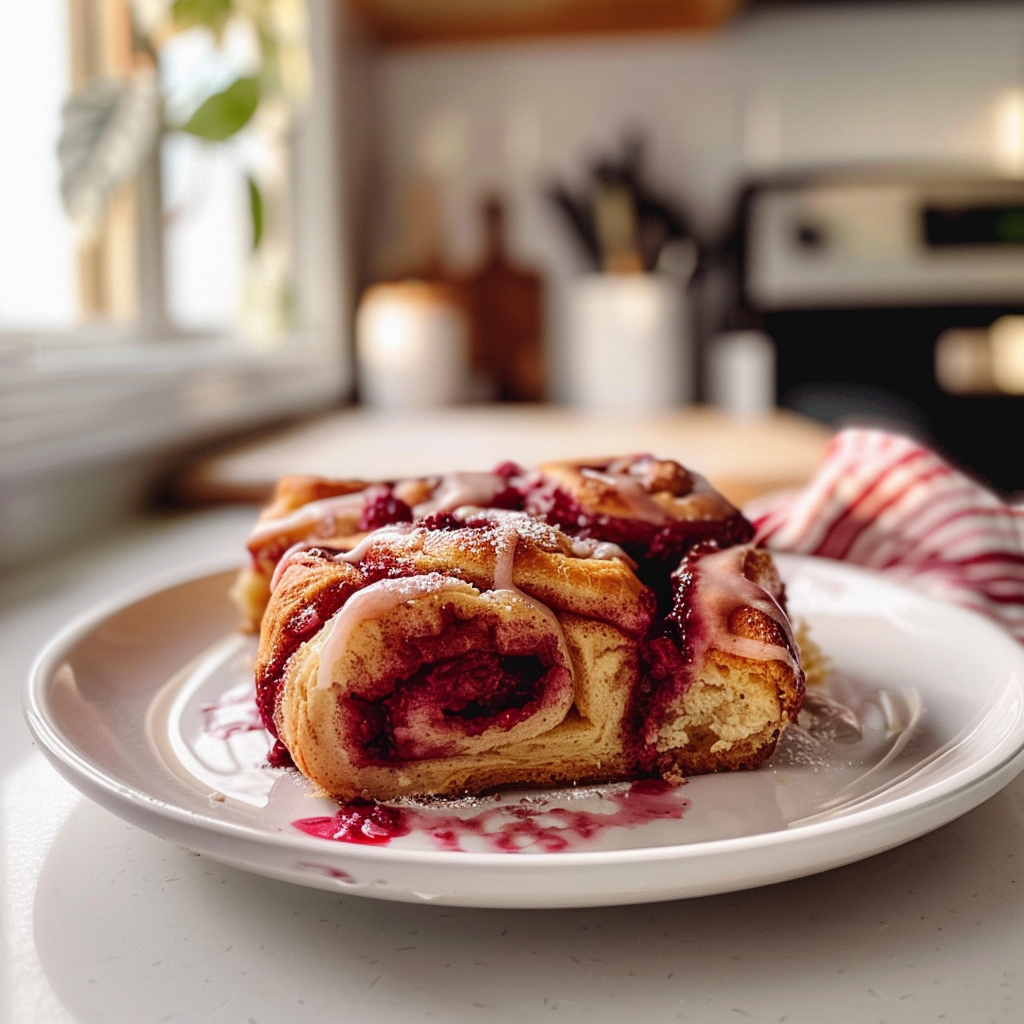 Raspberry Cinnamon Rolls Freshly Baked