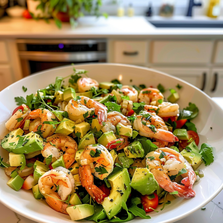 Shrimp & Avocado Citrus Salad on a Plate