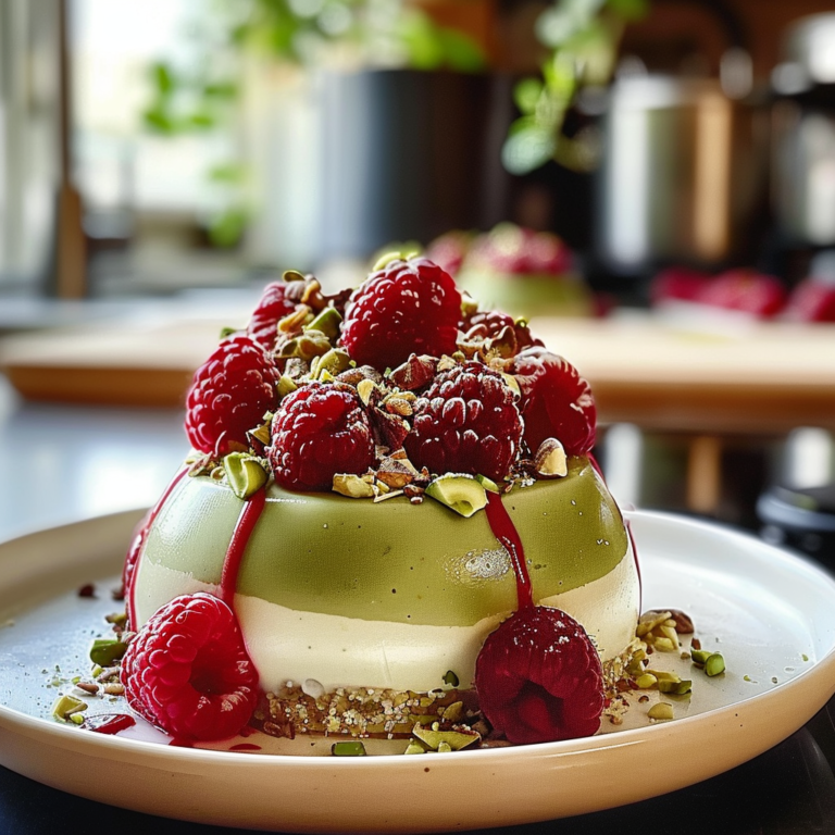 Delicious Pistachio & Raspberry Cheesecake Domes