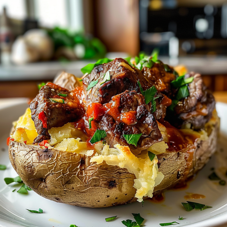 Loaded Baked Potato with Steak Bites