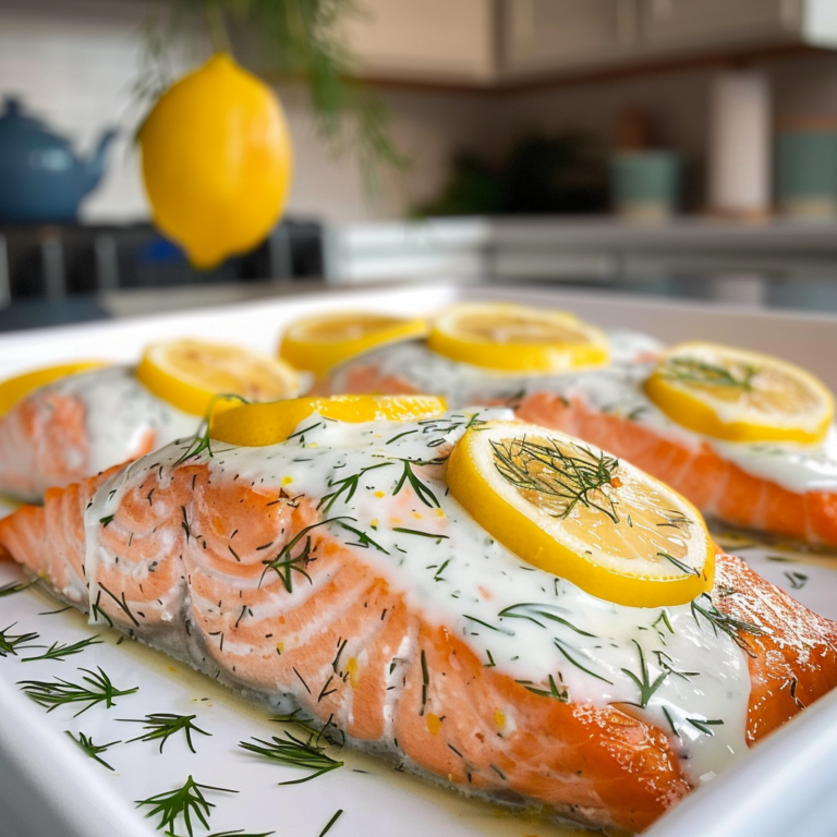 Lemon Salmon Recipe with Creamy Dill Sauce