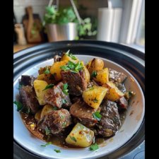 Irresistible Slow Cooker Garlic Butter Beef Bites & Potatoes