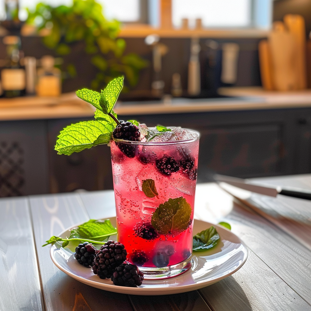 Blackberry Mojito Mocktail in Glass