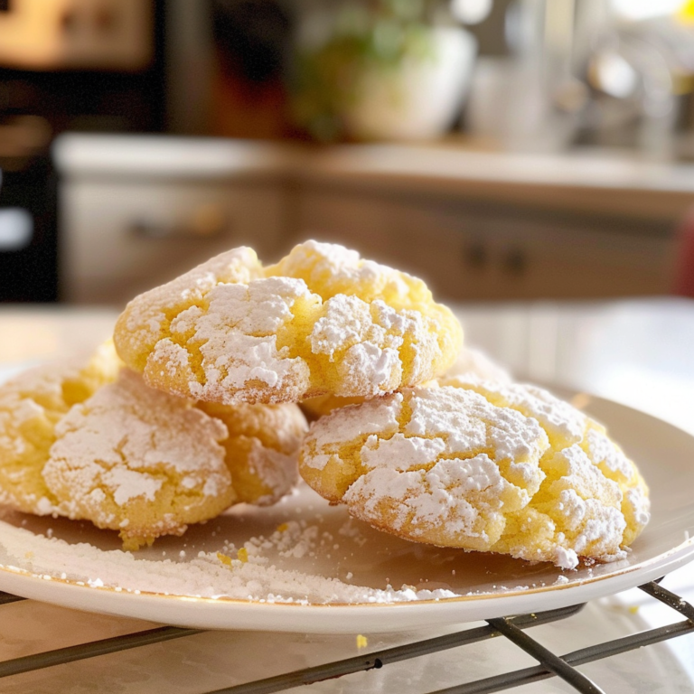Lemon Crinkle Cookies on a Plate