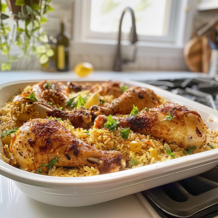 Baked Chicken Legs & Rice Dish