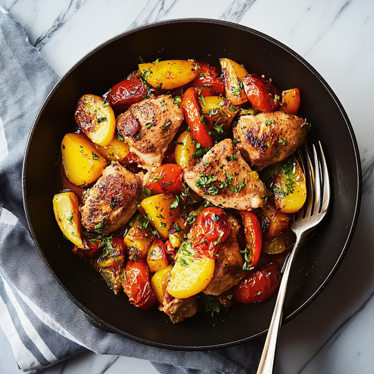 Skillet Roast Chicken with Peaches