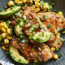 Lime Chicken with Corn and Poblano Salad