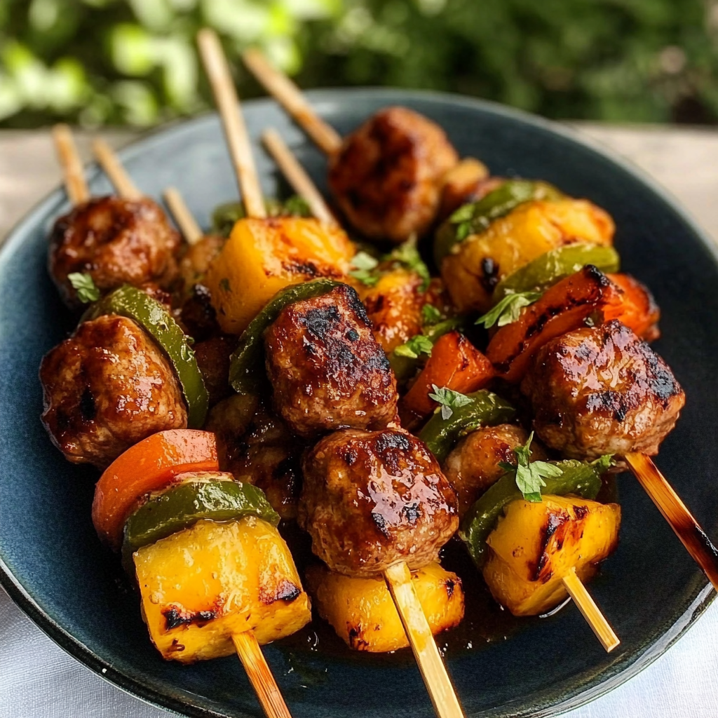 Grilled Pineapple Meatball Skewers Recipe