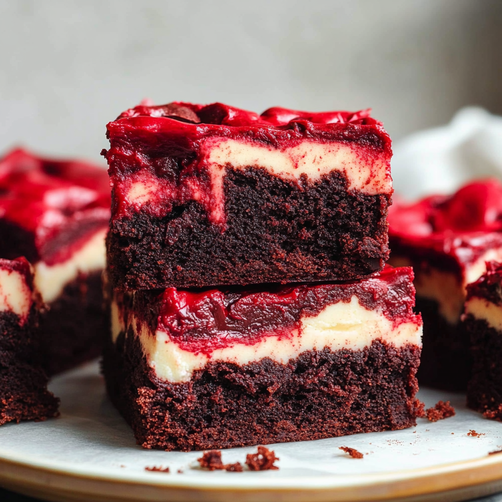 Rich Red Velvet Fudge Brownies