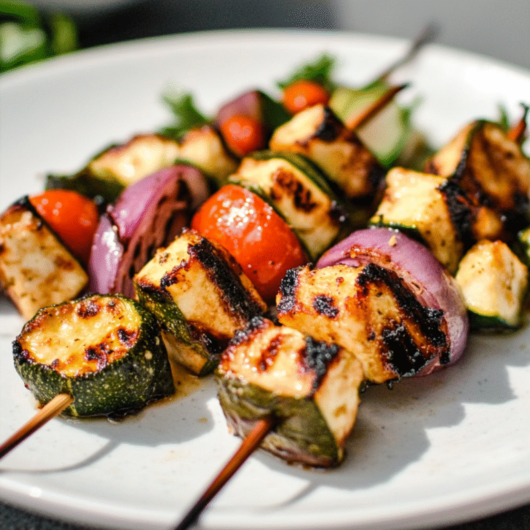 Grilled Veggie & Halloumi Skewers Recipe