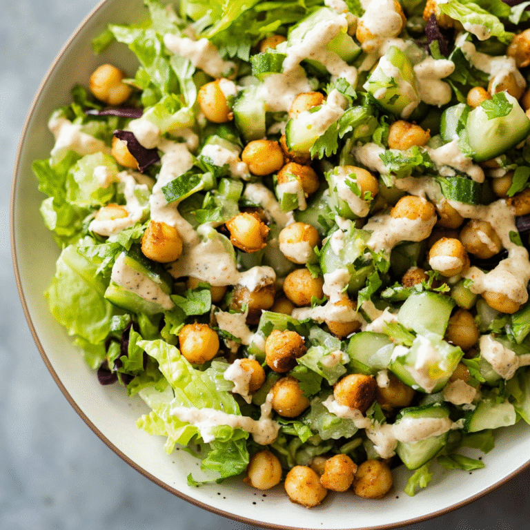 Cucumber Salad with Chickpeas & Tahini Dressing