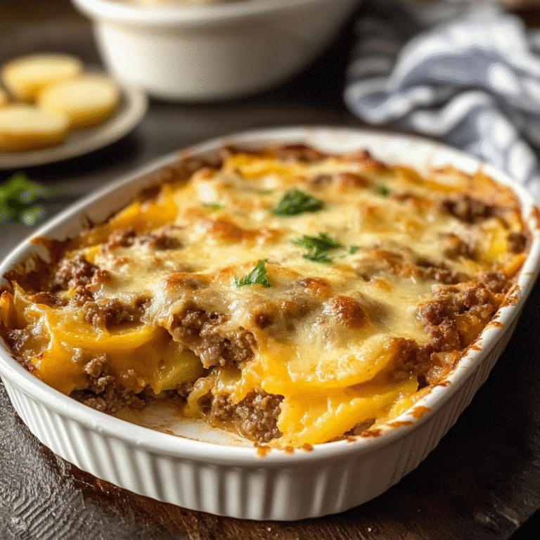 Cheesy Hamburger Potato Casserole:
