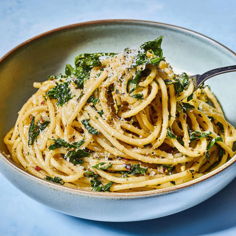 Spaghetti with Garlic and Spinach Recipe