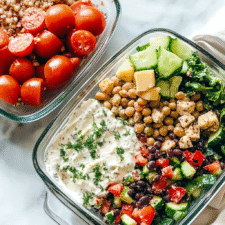 Lentil Greek Salad with Dill Sauce
