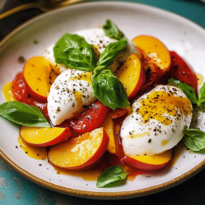 Peach Caprese Salad with Burrata Recipe
