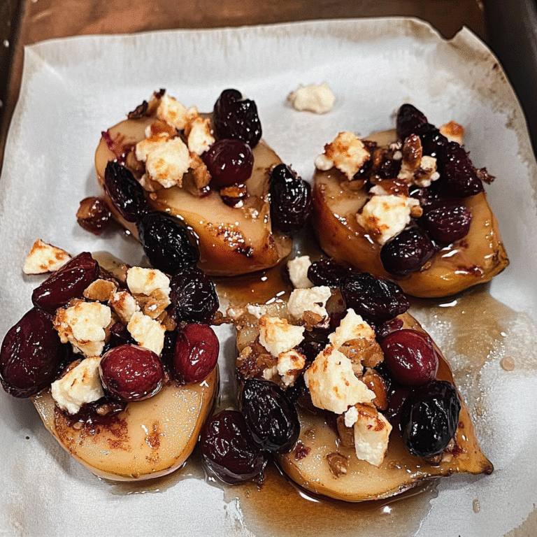 Baked Pears with Feta, Honey, and Cranberries