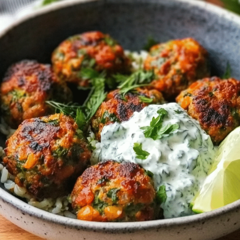 Baked Greek Lentil Meatballs with Tzatziki