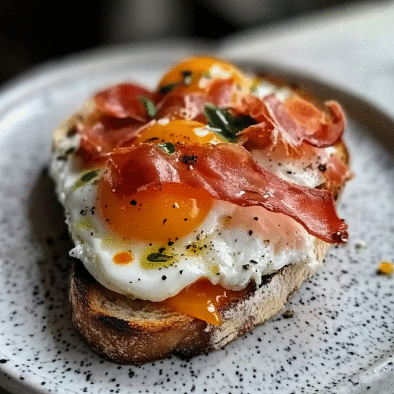 Fried Egg Yolk, Burrata and Prosciutto Toast