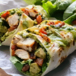Pesto Chicken and Avocado Bacon Salad Wraps
