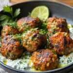 Baked Greek Lentil Meatballs with Tzatziki