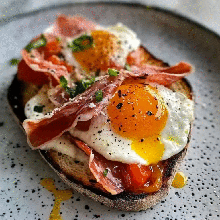 Fried Egg Yolk, Burrata & Prosciutto Toast