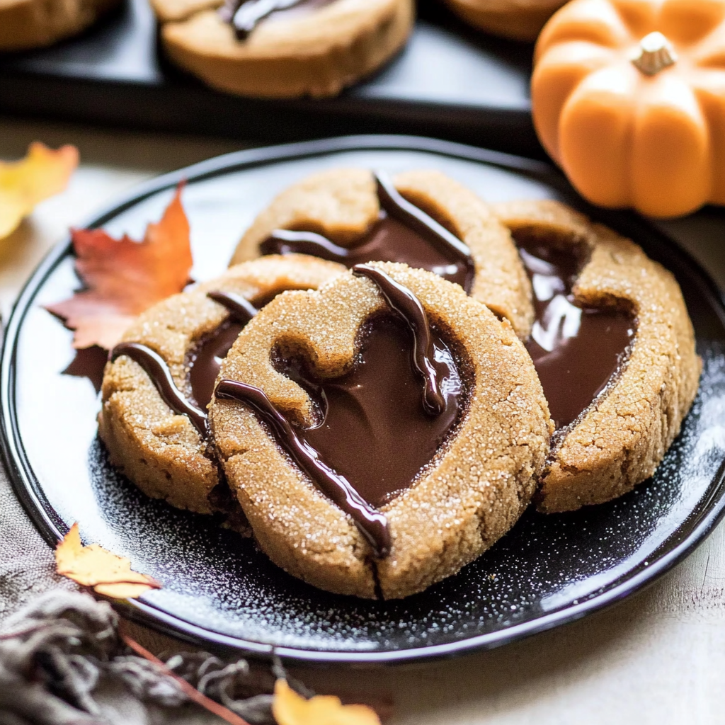 Milk Chocolate Stuffed Jack-O'-Lantern Cookies