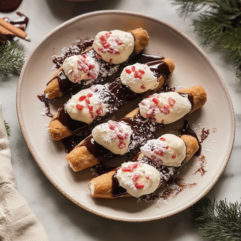 Candy Cane Crunch Peppermint Cheesecake Cannoli