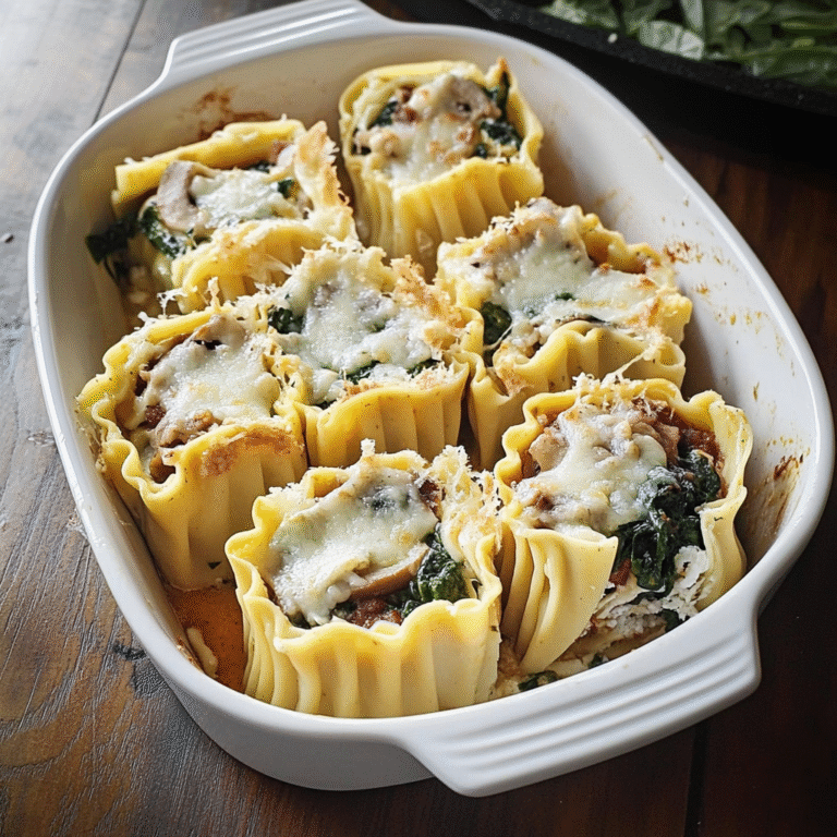 Mushroom and Spinach Lasagna Roll Ups Recipe
