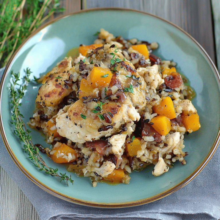 Butternut Squash, Chicken, and Wild Rice Casserole
