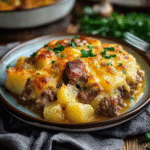 Yummy Slow Cooker Steak & Cheddar Casserole