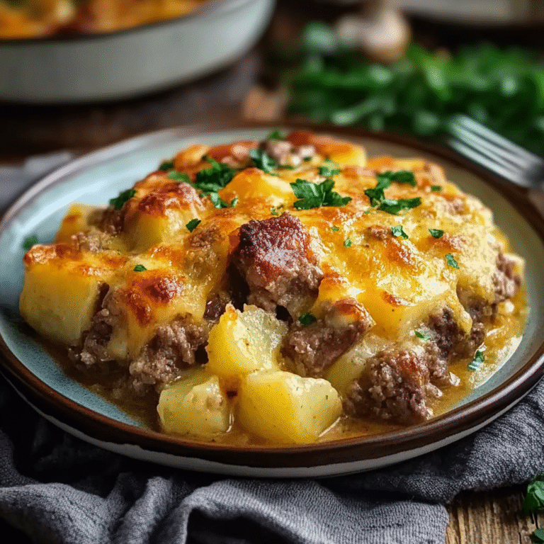 Yummy Slow Cooker Steak & Cheddar Casserole
