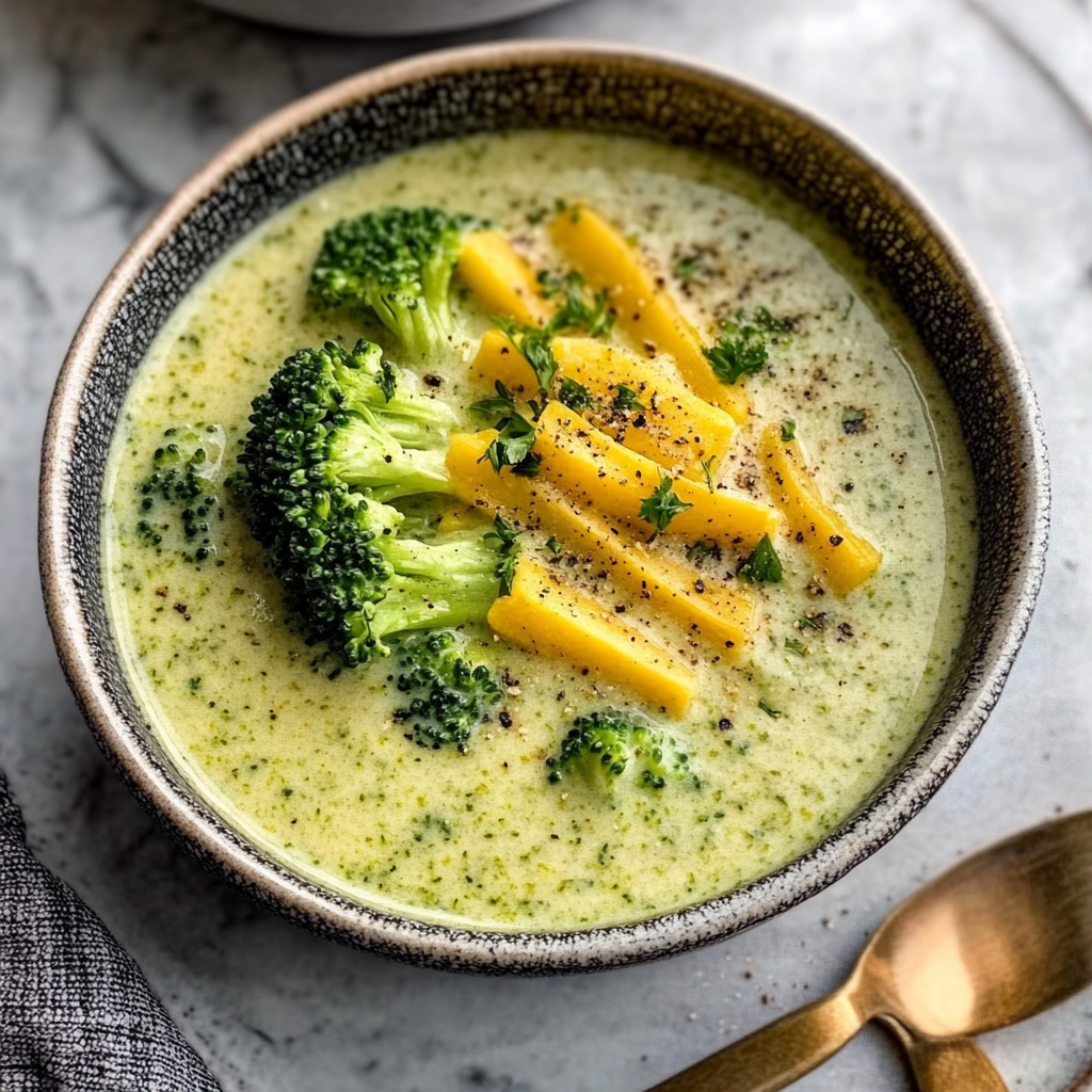 Creamy Broccoli Cheddar Soup | High Protein